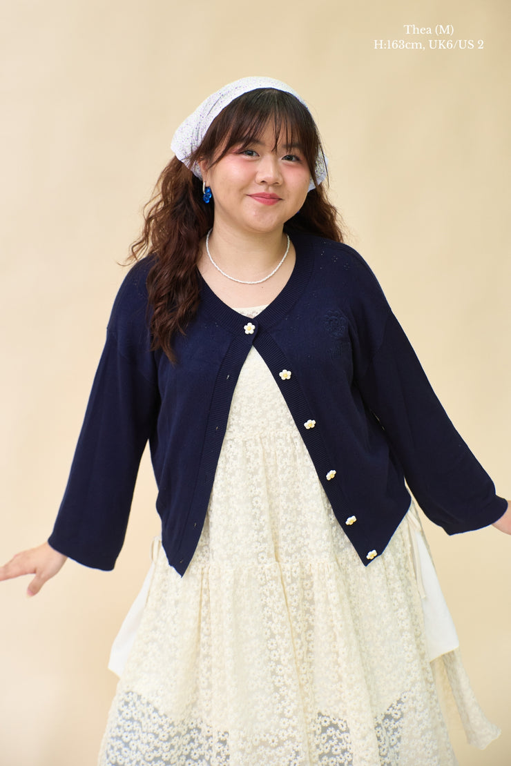 NAVY DAISY BLOOM CARDIGAN