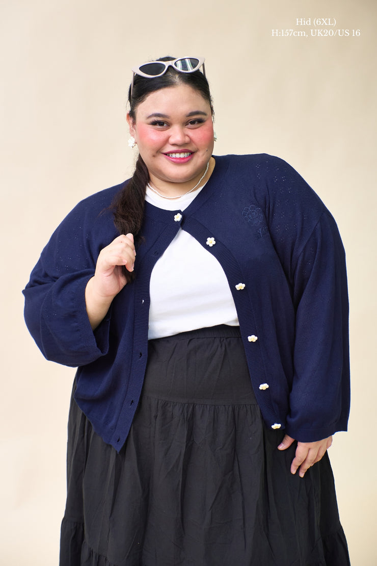 NAVY DAISY BLOOM CARDIGAN